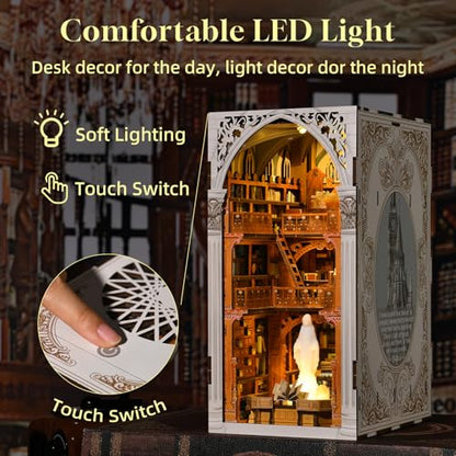 MiniCity Public Library DIY Book Nook Kit, Miniature House Puzzle with LED - color: Public Library