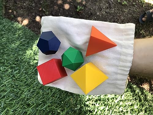 3D Printed Platonic Solids - Cube, Tetrahedron, Octahedron, Dodecahedron, Icosahedron, Pouch Gift