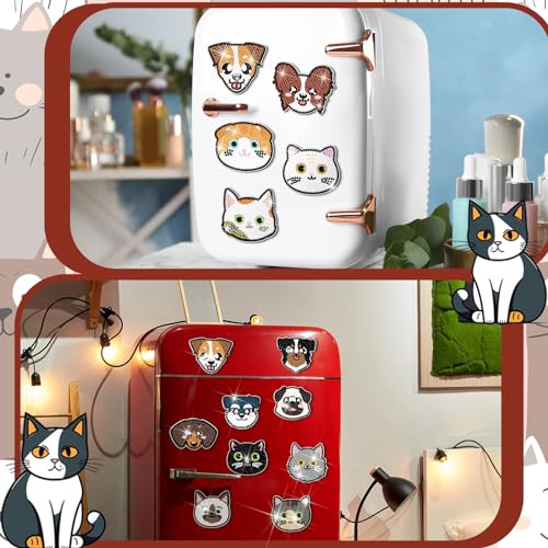 Remuuly 30 Pcs Cat and Dog Diamond Painting Magnets Diamond Art Magnets Kit - color: Cat and Dog