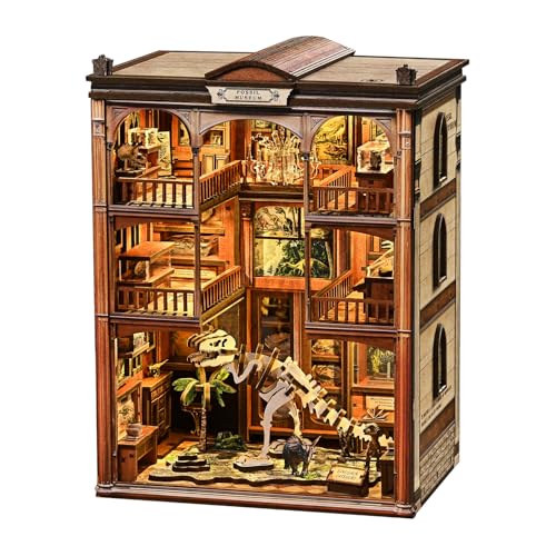 Dinosaur Fossil Museum Book Nook Kit, DIY Miniature Model with LED - color: Dinosaur Fossil Museum