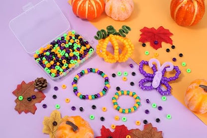 XIANNVXI 10Colours Halloween Pony Letter Beads Set Bracelet Making 640pcs Orange Purple Green White Letter Pony Beads Bulk - color: Halloween C