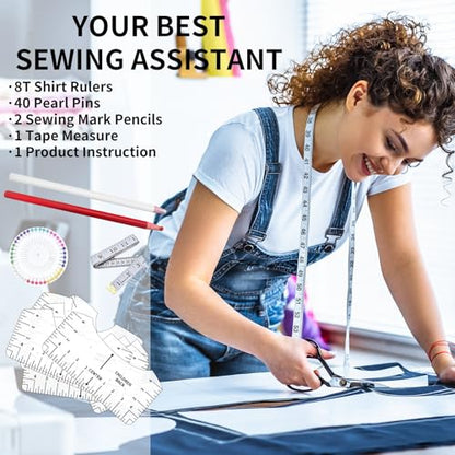 12pcs Tshirt Ruler Guide for Vinyl Alignment, T Shirt Measurement Accessories Tools for Cricut Heat Press & Cameo & HTV Transfer Vinyl, Stocking Stuffers Gifts for Women (White) - style: Tshirt Ruler-12-White