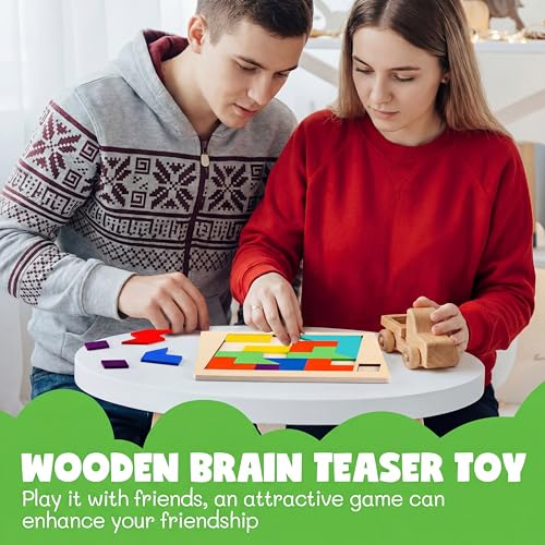 Yunsailing 3 Pack Large Wooden Blocks Puzzles Hexagon Tangram Puzzle Wooden Russian Brain Puzzles for Adult Challenge Teasers Geometric Jigsaw Logic Iq STEM Educational Gift Graduation(Classic) - style: Classic