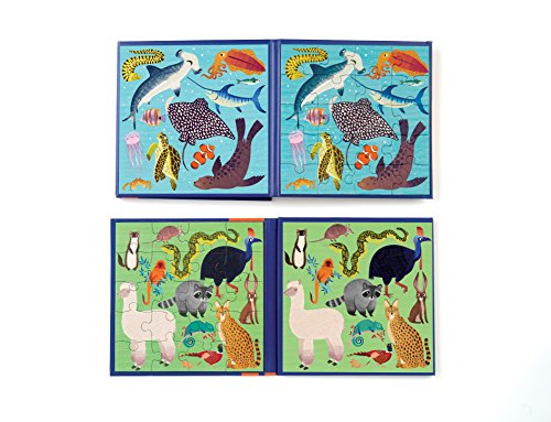 Mudpuppy - Land & Sea Animals - Set of Two 20 Piece Magnetic Puzzles - style: Land & Sea Animals