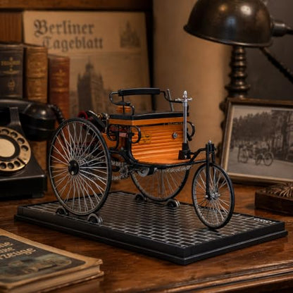 Vintage First Generation Three-Wheel Automobile Model, DIY Assembly Kit