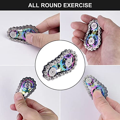 Bike Chain Gear Fidget Spinner Metal Sprocket Chain Fidget Toy, Colorful - color: Colorful Plating Sprockets