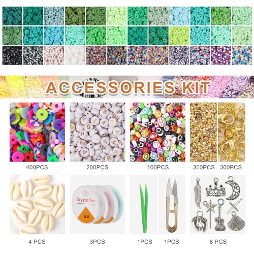 XSEINO 40000Pcs Clay Beads Bracelet Making Kit,8 Boxes 180 Colors - color: 8 Boxes