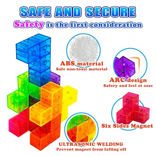 Magnetic Building Blocks Magic Magnetic 3D Puzzle Cubes, Set of 7 Multi Shapes Magnetics Blocks with 54 Guide Cards, Children's Educational Toys and Stress Relief Fidget Toys for Kids Adults - style: style1