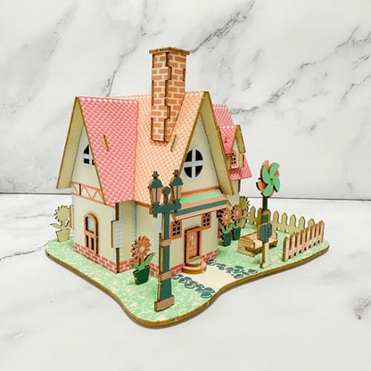 Log Cabin 3D Wooden House Puzzle,DIY Mini Building Model Kit，018 - color: 018