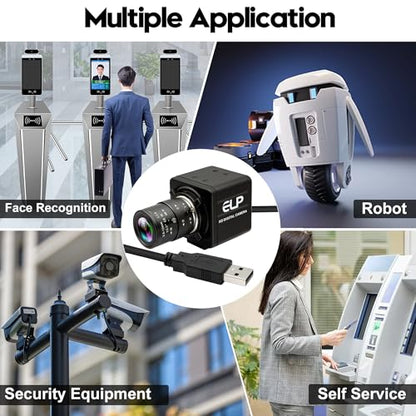 16MP HD USB Camera, 2.8-12mm 4X Optical Manual Zoom CS Mount Lens, High Resolution for Lightburn, OpenCV, Live Streaming & USB Microscope, Plug & Play for Windows, Linux, Jetson Nano