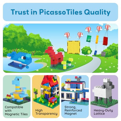 PicassoTiles Magnetc Brick Tile 259pcs Building Block Combo Set Compatible with Major Brick Systems Over 50+ Builds STEM Educational Construction Toy for Kids Toddlers Boys Girls Ages 3 and Up PTS259 - color: 259pcs Magnetic Tile & Building Brick Combo