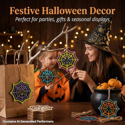 MAQIHAN Wooden Spider Web Craft Kit 30PCS – DIY Halloween Hanging Decor - size: Spider Web