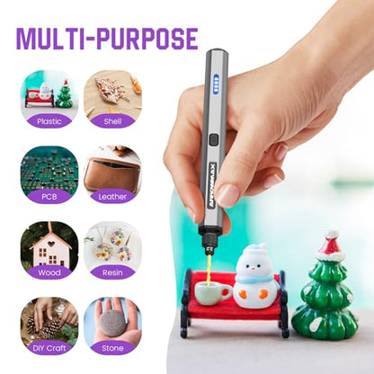 AM ARROWMAX Mini Electric Drill Pen, 13 in 1 with Aluminium case, Rechargeable, 800 RPM, Needle Vise Hand Drill Kit, 10 HSS Bits, DIY, Wood, Jewelry Making (SDS MINI) - size: SDS MINI