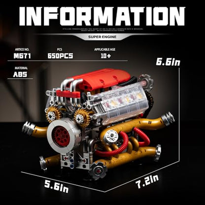 V12 Engine Model that Runs, Build Your Own Visible Car Motor Building Set