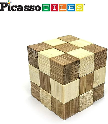 PicassoTiles 8 Styles Interlocking Sensory Toys Wooden Burr Cube, Ball and Barrels Logic Skill Genius Puzzle Brain Teaser Games & Intellectual 3D Assembling Educational Toy Set for Kids & Adults PTP08 - color: 8 Styles Wooden Burr Cube