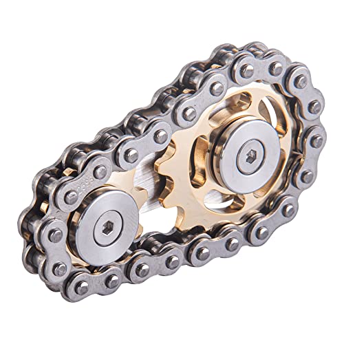 Bike Chain Gear Fidget Spinner Metal Sprocket Chain Fidget Toy, Gold - color: Gold Plating Sprockets