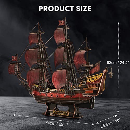 CubicFun 3D Puzzles for Adults Queen Anne's Revenge, Red, 391 Pieces - style: Red Queen Anne's Revenge