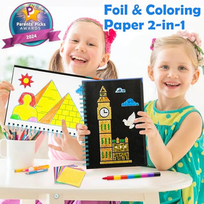 FUNNYB&G Foil Art Craft Kit for Kids, Sparkly Birthday Gift Toy for Kids - style: Building