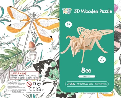 Georgie Porgy 3D Wooden Puzzles for Kids Toys Construction Woodcraft Kits DIY Model Puzzle Kits Birthday Gifts Pack of 3 (Bee Shark Sea Turtle) - color: Bee Shark Sea Turtle