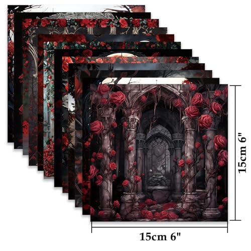 24 Sheets 6"x6" Scrapbook Paper Single-Sided Pattern Decorative Paper - color: 24 sheets-House Rose