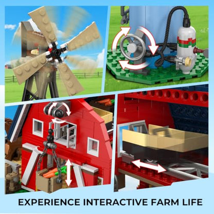 INSOON Western Farm Barn House Building Set with Lights for Boys Girls 8+
