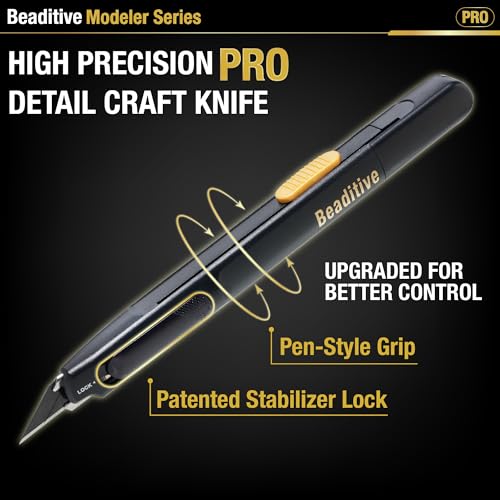 Beaditive High Precision Detail Craft Knife Pro - 30 Degree Blade Utility Knife - Art, Craft, Model Making (1 Pro Knife, 10 Black Blades) - style: 1 Pro Knife, 10 Black Blades