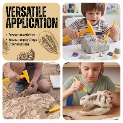 18PCS Excavation Tool Kit for Kids, Bulk Archaeology Dinosaur Dig Kit Tools with Hammer Chisel Brush, Fossil Dino and Gems Dig Kit, STEM Science Toys for Classroom Activities, Party & Boys Girls - color: 6 Set