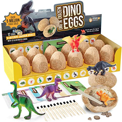 Dig a Dozen Dino Egg Kit for Kids - 12 Eggs & Surprise Dinosaurs
