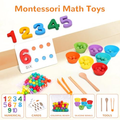 Wooden Peg Board Bead Game, Montessori Arithmetic Math Toy Set