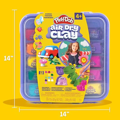 Play-Doh Air Dry Clay Case, Scented Variety Pack, 13 Air-Dry Clays, Fun Molds, Wiggly Eyes, and Sculpting Tool, Arts and Crafts Supplies, Modeling Clay, Fun Kids Activities, Pottery - color: Air Dry Clay Case, size: 13 Pack