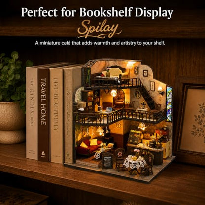 Spilay DIY Miniature House Kit for Adults, Miniature Dollhouse Building Kit - color: Fortunate Encounter Cafe