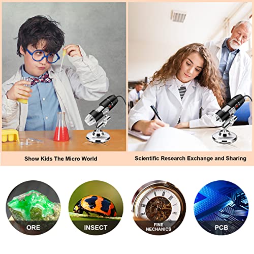 USB Digital Microscope Compatible with Android Windows Linux Mac - color: Black
