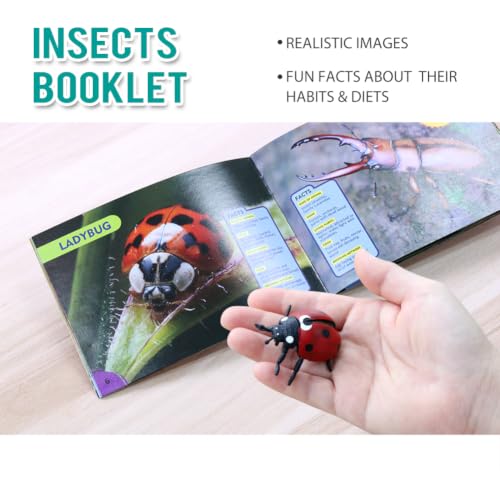 Bug Toys Figurines VOLNAU 12PCS Insect Animal Figures for Kids Toddlers Christmas Gifts Decorations Educational Bee Beetle Mantis Spider Ladybug Butterfly Plastic Model