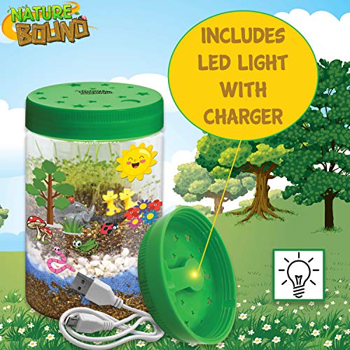 Nature Bound Light-Up Terrarium Kit with LED Light for Kids - Includes Puppy Animal Theme - STEM Science Kit for Boys & Girls - Plant Gardening Gifts for Children (Green)