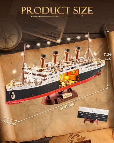 Rolife 3D Wooden Puzzle Titanic Model Ship Kit 19.5" 433Pcs LED
