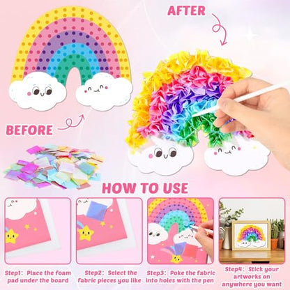 Lonfliness 8 Pcs Unicorn Poke in Craft Kits for Kids Mess Free DIY Art - style: Unicorn