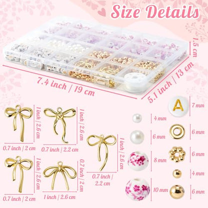 OSNIE Pink Ceramic Beads Kit for Bracelets Making- 681 Bow Letters Jewelry - color: Pink