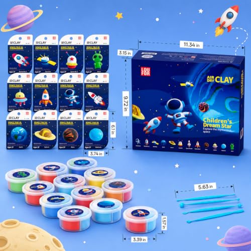 Air Dry Clay Kit -12 Space Theme Modeling Clay for Kids Arts and Crafts - color: #04Dark Blue- Children's Drem Star