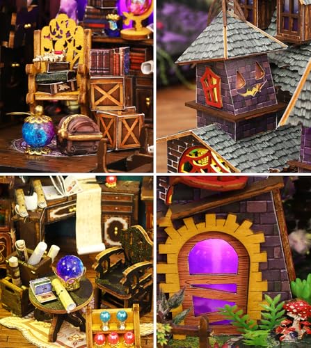 Spilay DIY Miniature House Kit for Adults, Miniature Dollhouse Building Kit - color: Strange Castle
