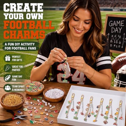 CraftyDream 558 Pcs Football Charm Keychain Making Kit DIY Name Bead Craft - style: Football