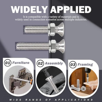 390PCS Machine Screw nut Bolt Combination kit, Phillips Flat Head Combination 304 Stainless Steel Bolt nut Flat Washer with Packaging， # 6 (3/8 inch, 1/2 inch, 5/8 inch, 3/4 inch) - size: 3.5 mm, style: Flat head machine screw