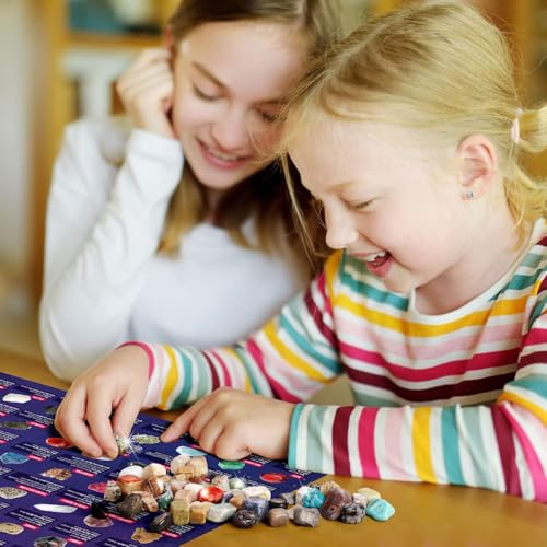Rock Collection 48PCS, Natural Crystals & Gemstones, STEM Toy - color: 48 Rocks