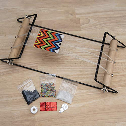 The Beadsmith Extra Wide Metal Bead Loom Kit, Includes Extra Wide Loom (14.5" x 6" x 8.5"), Thread, Needles, and 36 Grams Glass Beads for Bracelets, Necklaces, Belts, and More - size: 14.5" x 6" x 8.5"