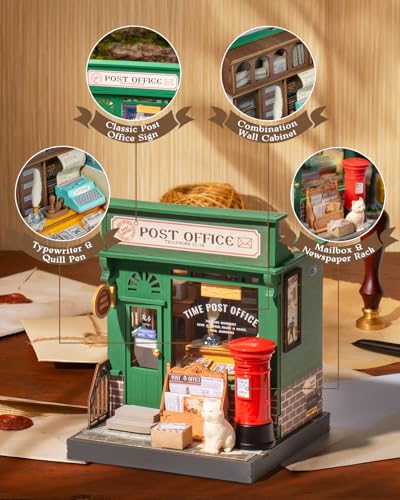 Rolife DIY Mini Building House Miniature Kit-Century Post Office, Miniature Lifestyle Mini Bookshelf Decoration, DIY Hobbies/Gifts for Craftsman (Century Post Office) - style: DS - Century Post Office