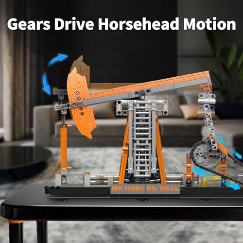 Mould King 17087 Oilfield Movable Building Sets, Engineering Display Model with Battery & Motor, Oil Source Technology Construction Blocks - style: Oil Well