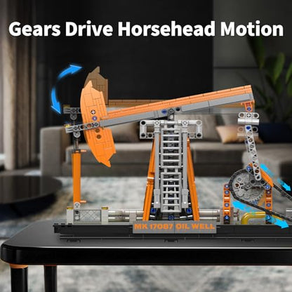 Mould King 17087 Oilfield Movable Building Sets, Engineering Display Model with Battery & Motor, Oil Source Technology Construction Blocks - style: Oil Well