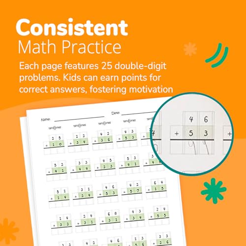 Channie's One Page A Day Double Digit Math Problem Workbook for 1st Graders, 2nd Graders, and 3rd Grade Simply Tear Off On Page a Day For Math Repetition Exercise! Addition and Subtraction Workbook