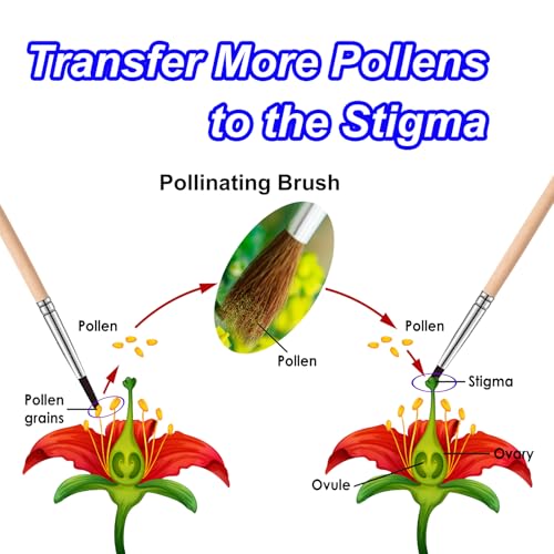 Pollinating Brush for Indoor Hydroponic Garden, Pollination Brushes for Flowering Plants in Greenhouse, Pollinator Brush with Soft Wool for Tomatoes, Peppers, Strawberries, Cucumbers (10 Pack)