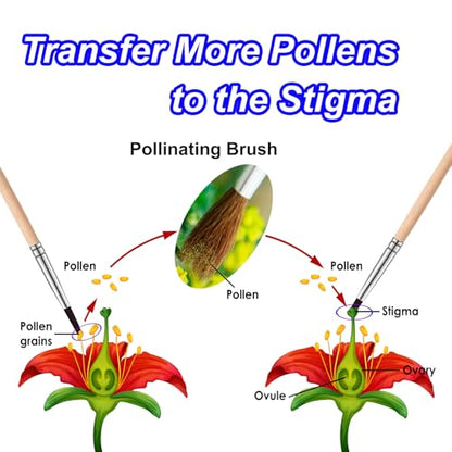 Pollinating Brush for Indoor Hydroponic Garden, Pollination Brushes for Flowering Plants in Greenhouse, Pollinator Brush with Soft Wool for Tomatoes, Peppers, Strawberries, Cucumbers (10 Pack)