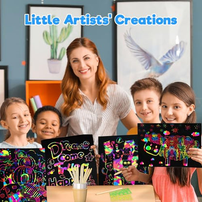 ZMLM 100PCS Rainbow Scratch Paper Art Gifts, Arts and Crafts for Kids Toys (Pack of 2) - color: Blue, size: 7.2 x 5 inch (Pack of 2)